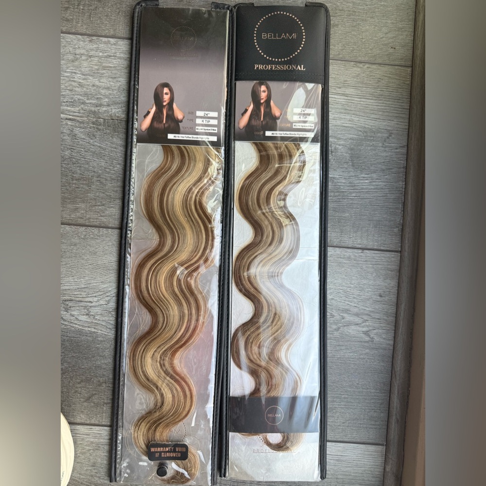 2 x 24” Bellami professional K-TIP |25G HOT TOFFEE BLONDE #6/#18 HIGHLIGHTS